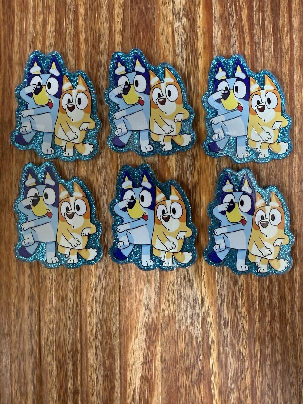 6 Pc Bluey Acrylic Flatbacks
